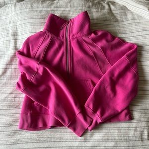 Lululemon oversized funnel-neck half zip scuba in sonic pink